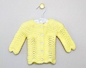 Vintage baby sweater, yellow baby sweater, yellow sweater, vintage sweater, vintage baby clothes, size 12 mo sweater, Easter baby sweater