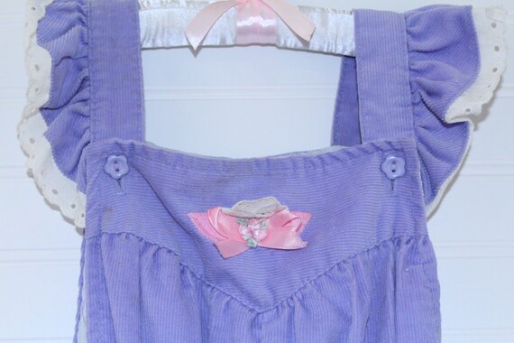 Vintage girls overalls, purple corduroy overalls … - image 2