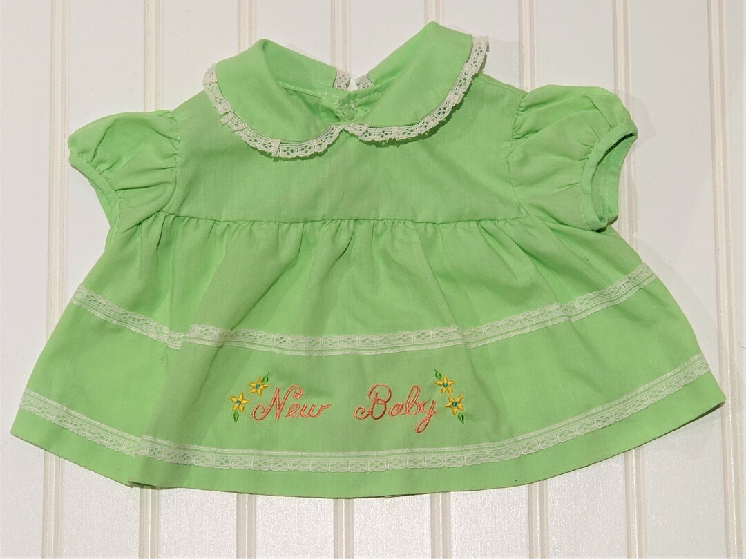 Vintage Baby Dress. Mint Green Dress With Lace Trim and new
