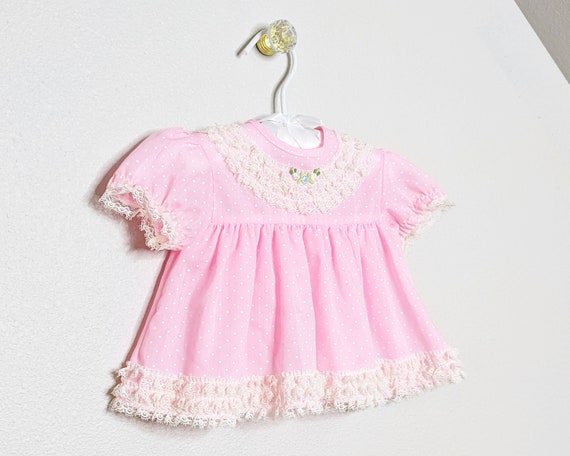 Vintage baby dress, Vintage pink dress, 6-9 mo ba… - image 3