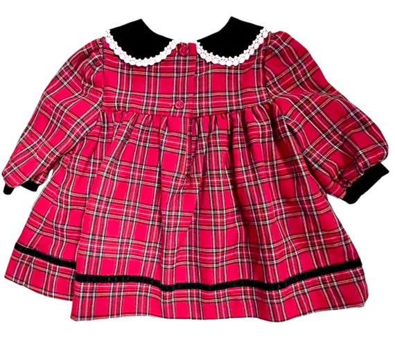 Vintage Christmas Baby Dress. Red Plaid Dress. Bonnie Baby Size 12 Months Etsy