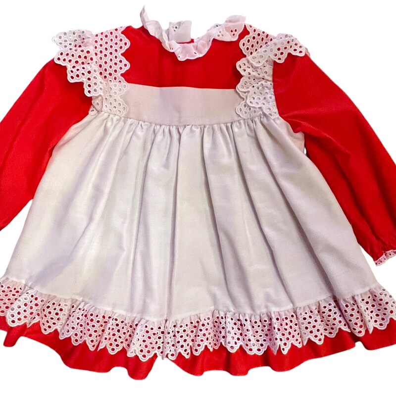 Vintage kids dress. Red vintage dress.  Baby girl dress. Birthday dress. 1st Birthday dress.