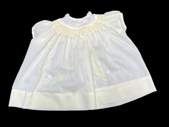 Vintage baby dress. Yellow baby dress. Easter bab… - image 1