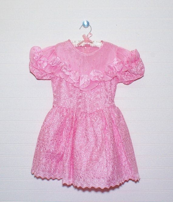 Vintage girls dress. Unique pink 80's style girls… - image 1