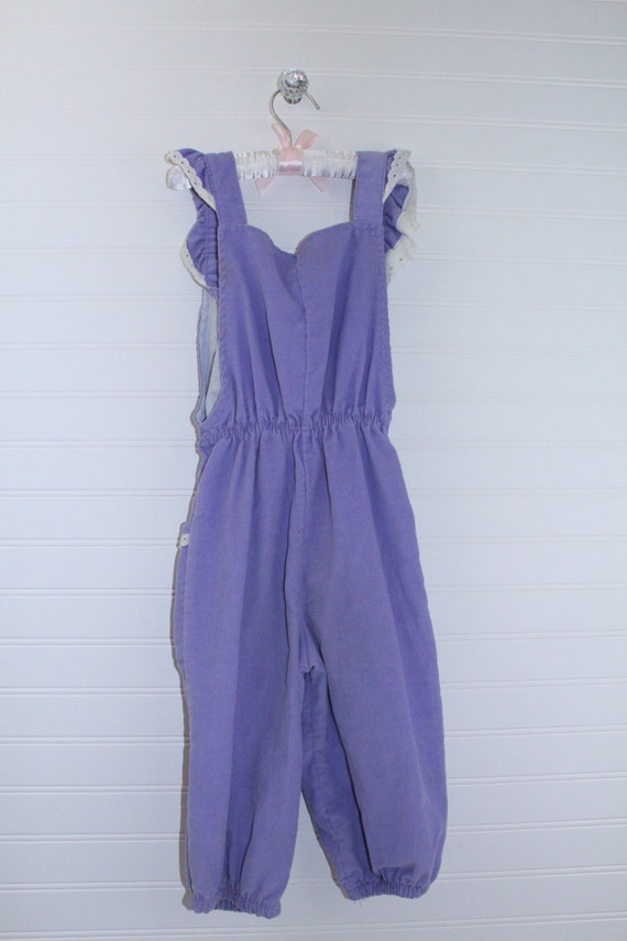 Vintage girls overalls, purple corduroy overalls … - image 4