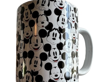 Faces of Mickey Coffee Mug. White 8oz cup. Ceramic.
