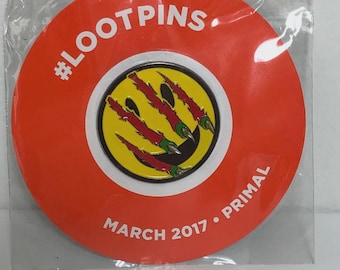 PRIMAL Loot Crate Pin March 2017 smiley face Badge metal