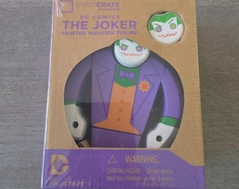 Loot Crate Exclusive DC Comics The Joker Painted Wooden Figure New In Box 2015