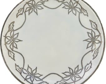 Ceramic Plate Made in Germany 9 inches Silver and Grey