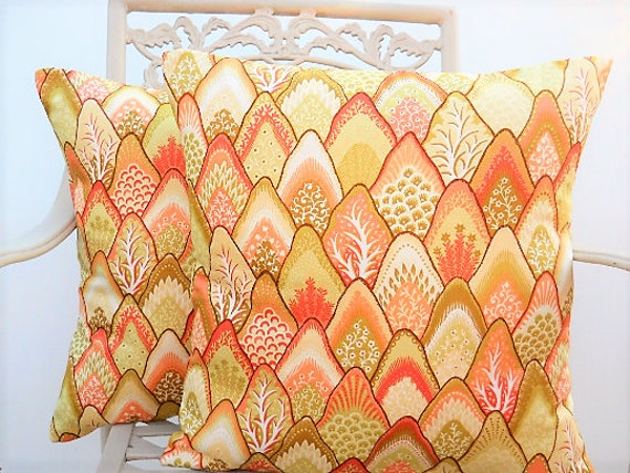 Coral Pillow Cover Green Pillow Cover Pillow Cushion Cover Etsy