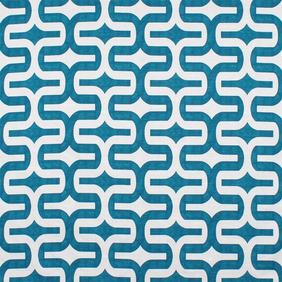 Drapery Fabric Upholstery Fabric Turqu Teal Geometric Etsy