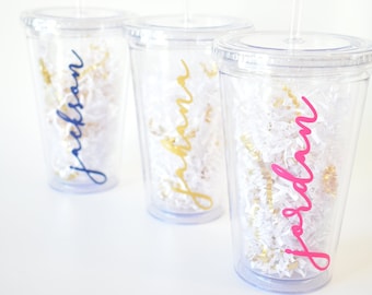 Personalisierte Name Stroh Acryl Becher