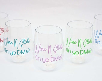 Personalized Stemless Plastic Wine Glass