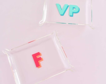 Shaded Monogram Acrylic Trinket Tray