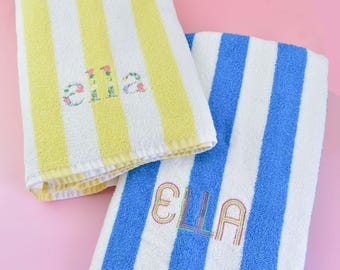 Personalized Cabana Striped Beach Towel