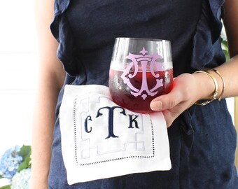 Monogram Stemless Plastic Wine Glass