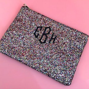 Bolsa Clutch Monograma Glitter Confetti
