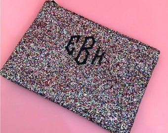 Monogram Glitter Confetti Clutch Bag