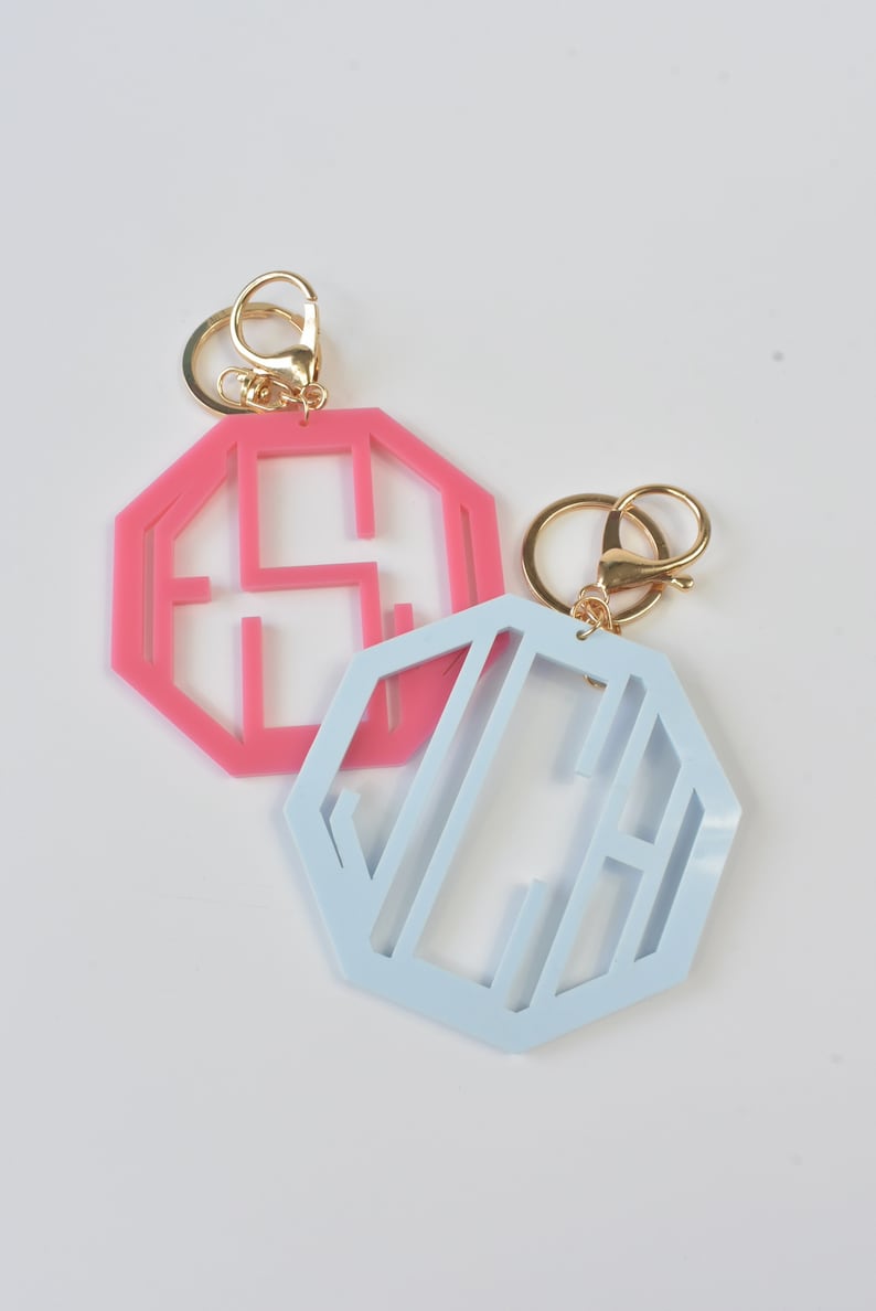 Monogram Acrylic Cutout Keychain - Etsy