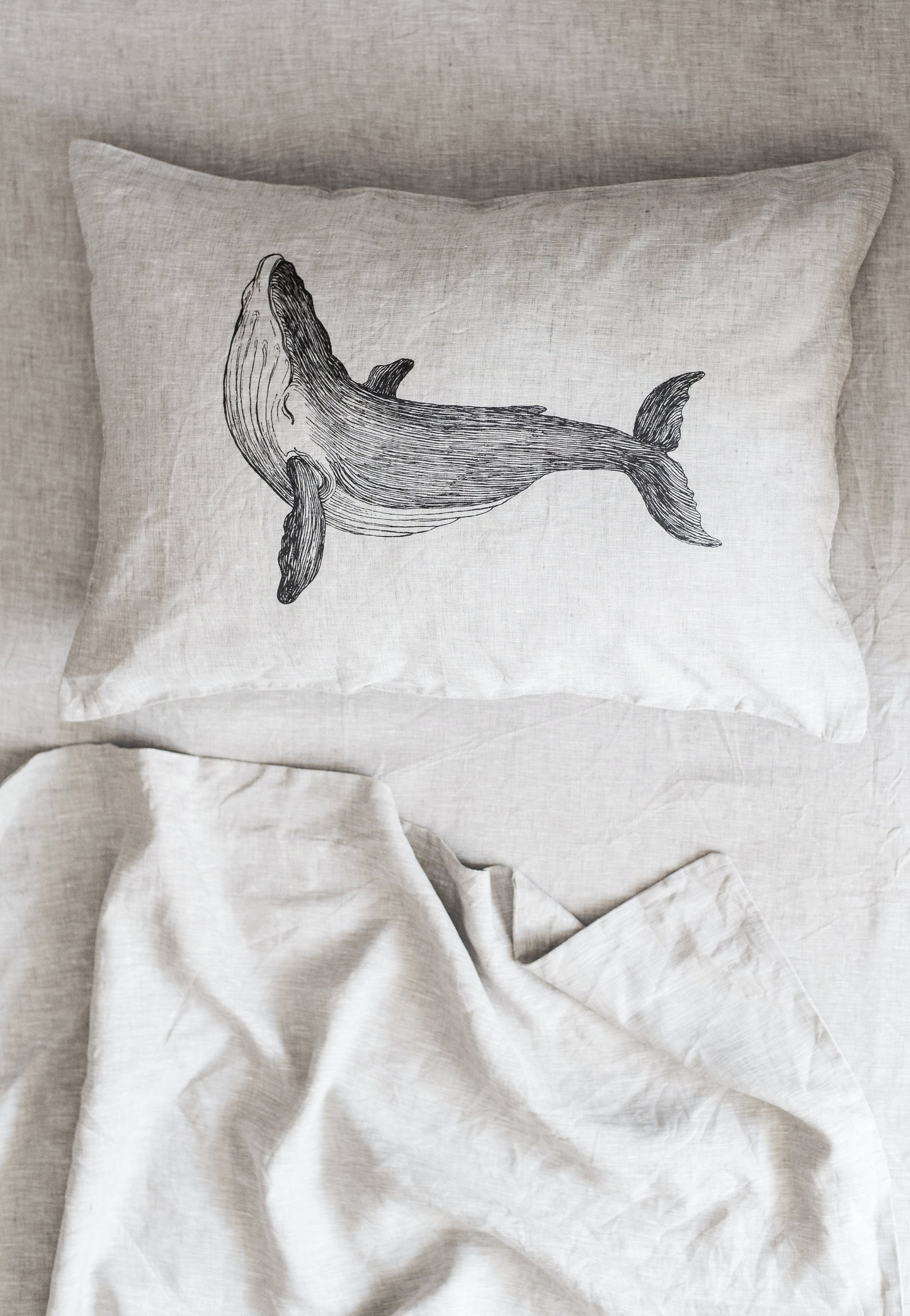 Gray Whale Bed SHEET SET / linen sheet set / bedding set queen Etsy