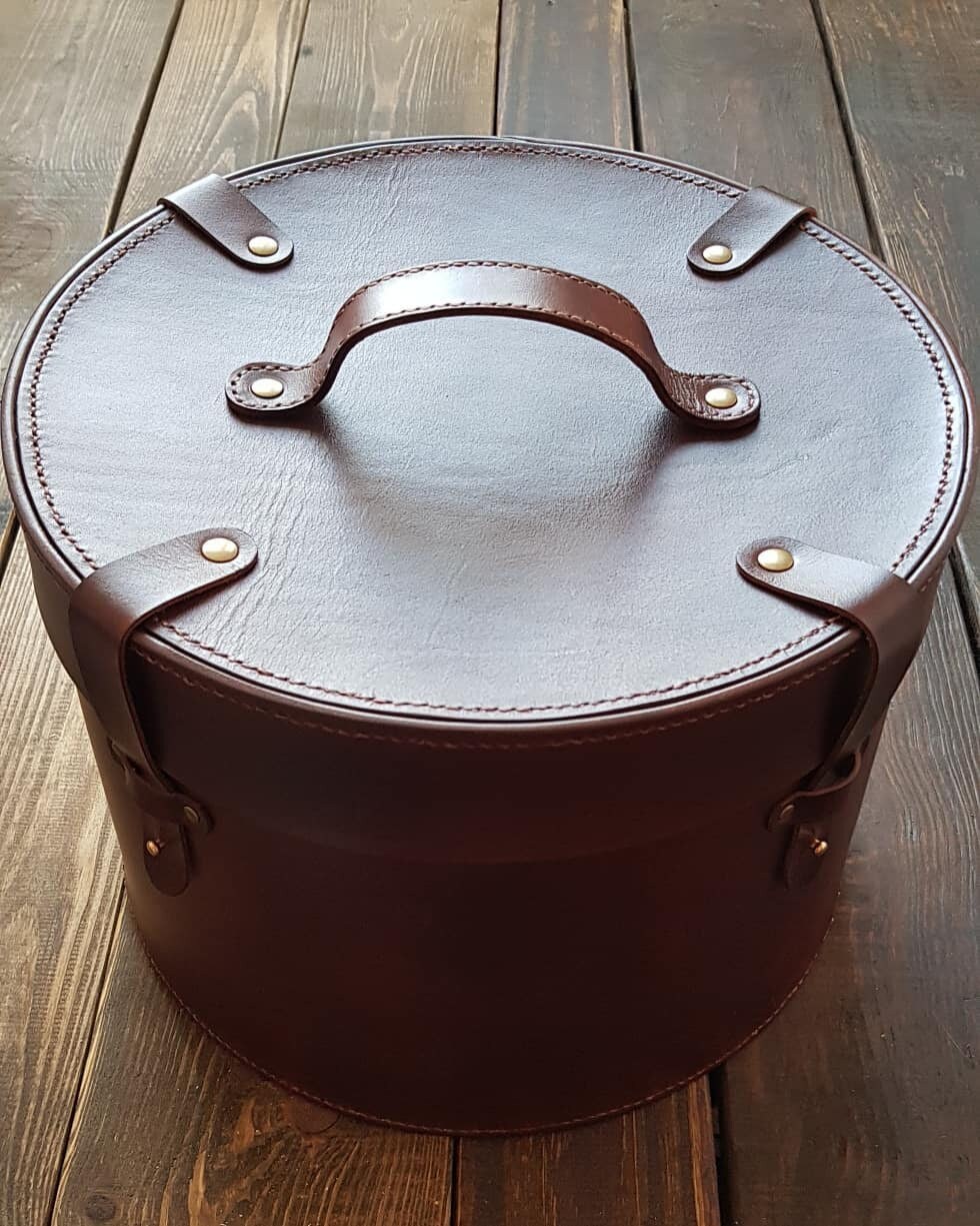 Leather Hat Box Vintage Hat Box Luxury Hat Box Round Leather Etsy