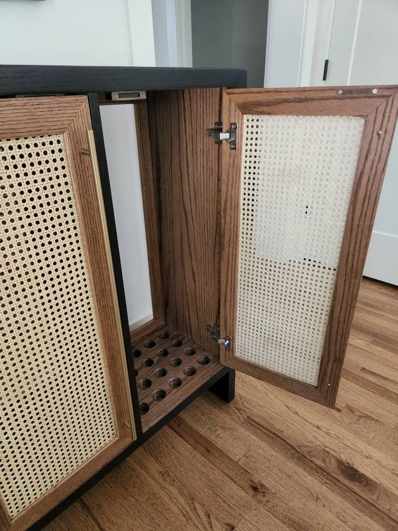 Solid Wood Media With Cane Doors Etsy