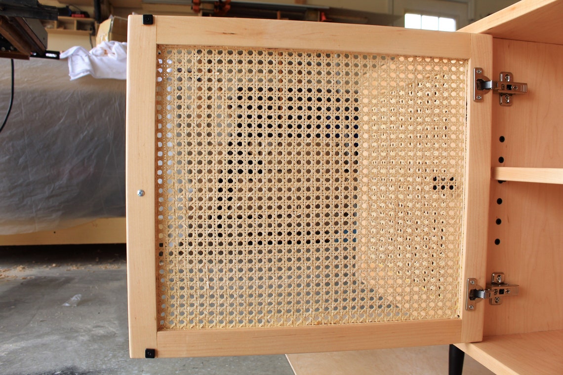 Custom Solid Wood Media With Cane Door Inserts Etsy