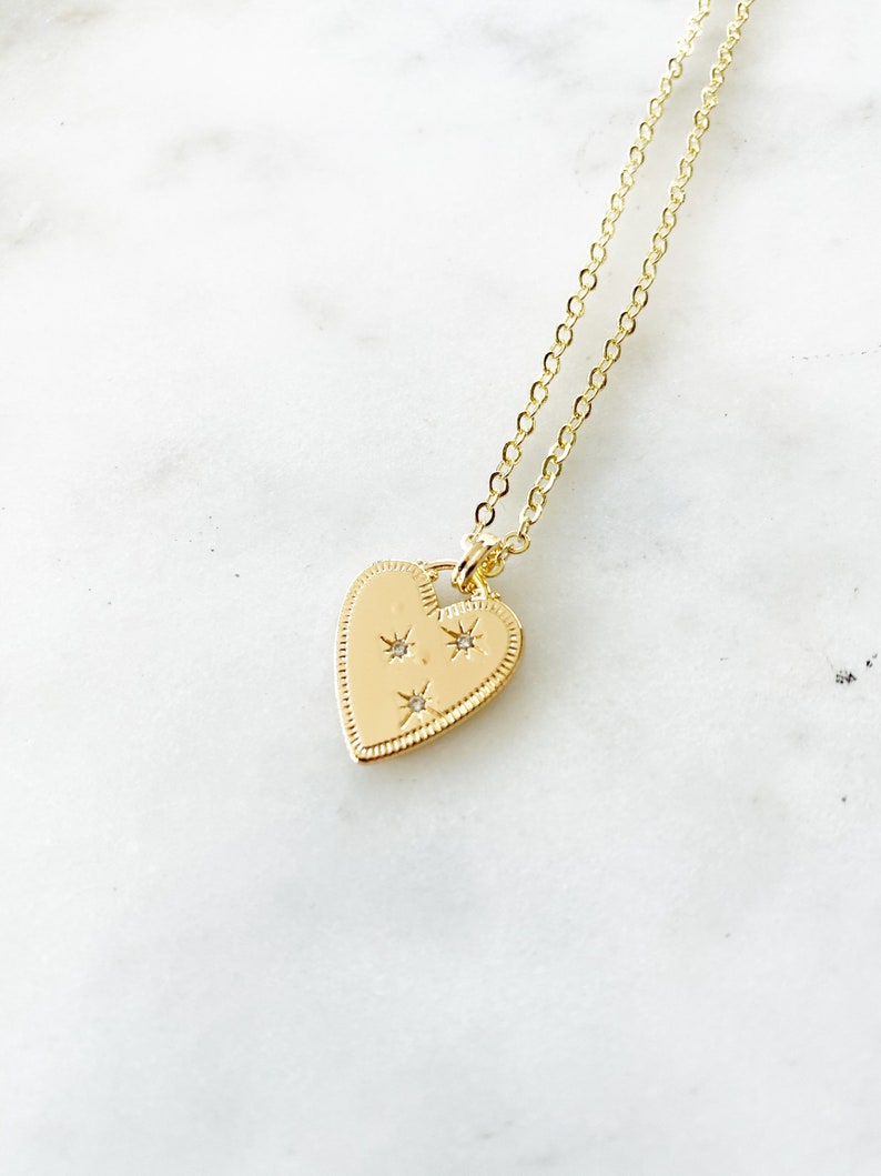 Gold-Filled Crystal Heart Charm Pendant Necklace