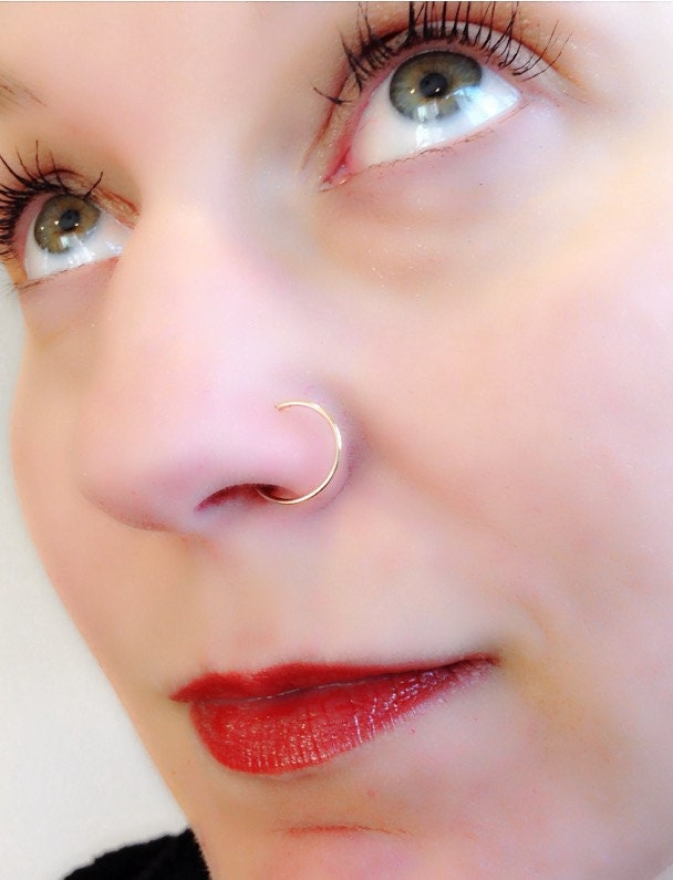 14K Solid Gold Hoop - 20 Gauge Nose Ring