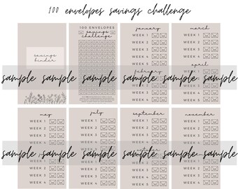 PRINTABLE FILES | 22 Mini Savings Challenges Sheets | 100 Envelopes Challenge | Notes & To-Do List Sheets | A6 Binder | PDFs