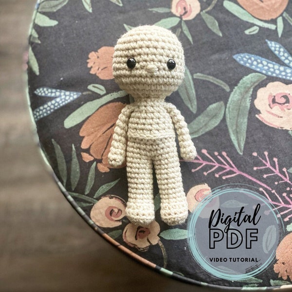 Easy Crochet Basic Doll pattern, Medium size Crochet toy pattern Amigurumi pattern digital download pdf video tutorial