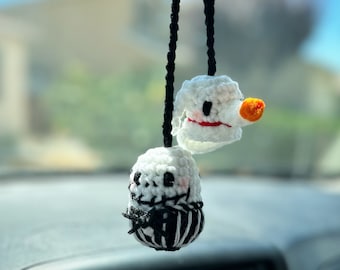 Crochet Halloween Car Charm: Jack and Zero Car Accessory