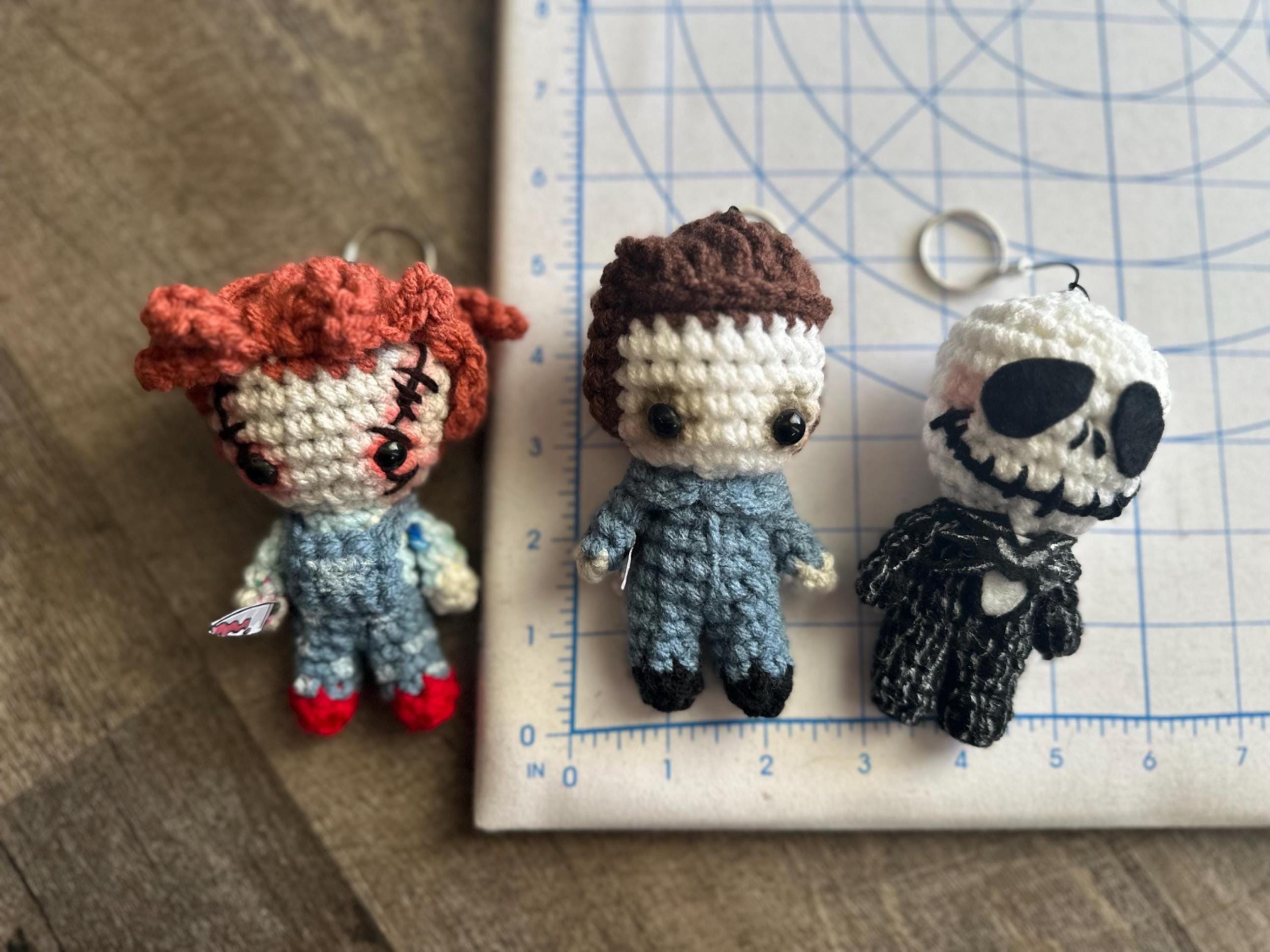 Crochet Horror Movie Keychain: Slasher Halloween Plush Doll - Etsy
