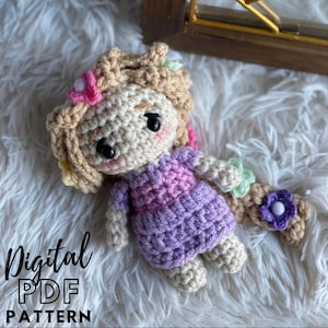 Amigurumi crochet doll Princess Easy Crochet Doll pattern, Digital download pdf free video tutorial