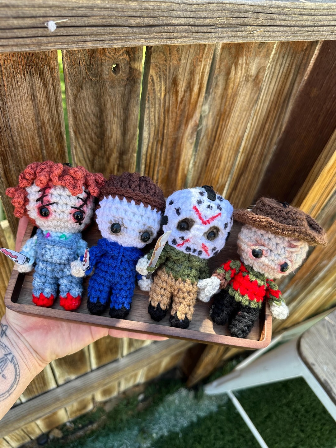Crochet Horror Movie Plush Keychain: Halloween Slasher Doll Car Charm ...