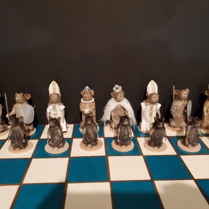 Taxidermy mouse chess set wooden board customization available image 10