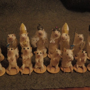 Taxidermy mouse chess set wooden board customization available image 3