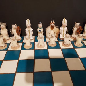 Taxidermy mouse chess set wooden board customization available image 9