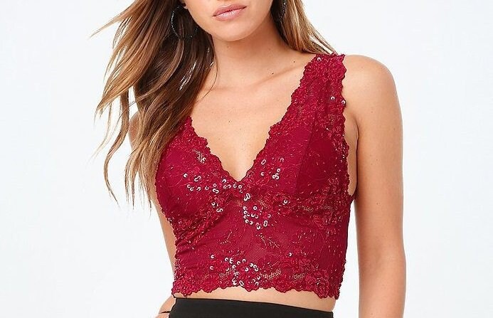 Leer Canal Vatio Crop top de encaje en color rojo intenso blusa corta de - Etsy México