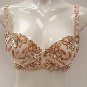 Victoria's Secret 32DDD BRA SET s Panty TAUPE GREEN Cream beige Lace Sequin  Whit 