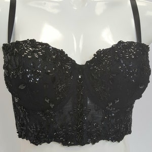 All Black Half Corset Bustier Crop Top Bralette Decorated With