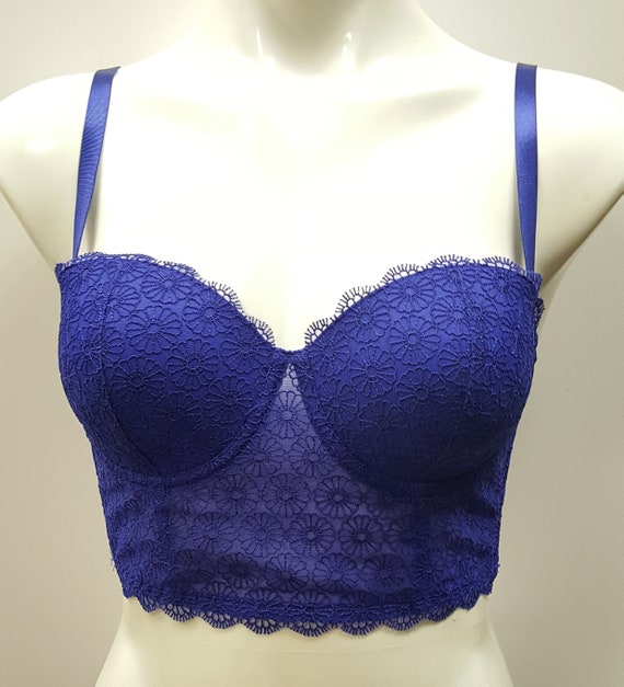 Blue Bustier Crop Top Push up Bra Half Corset -  Sweden