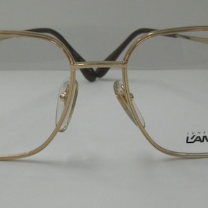 Original Vintage Rare LUNETTES LAMY PARIS Large Gold Metal Frame Eyeglasses