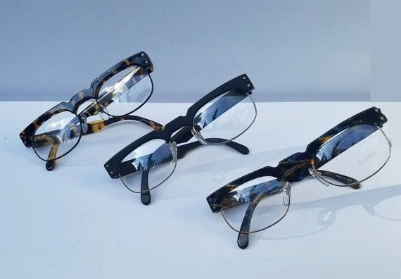 Vintage Genuine GOME PARIS Eyeglass FRAMES Thick Plastic w Metal Rims