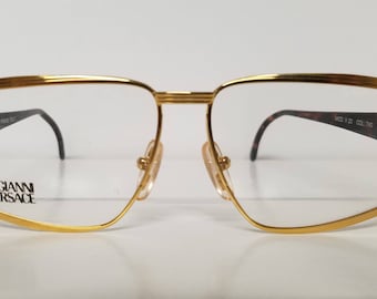 Original Vintage GIANNI VERSACE Gold Metal Rxable Frames Mod V23 Made in Italy