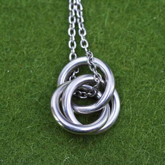 18”, vintage Sterling Silver Handmade necklace wi… - image 5