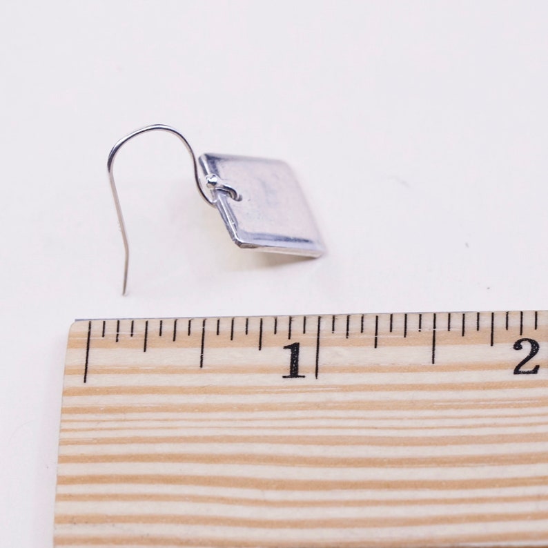 Mexico 925 square dangle Vintage Sterling silver handmade earrings Stamped 925 mexico