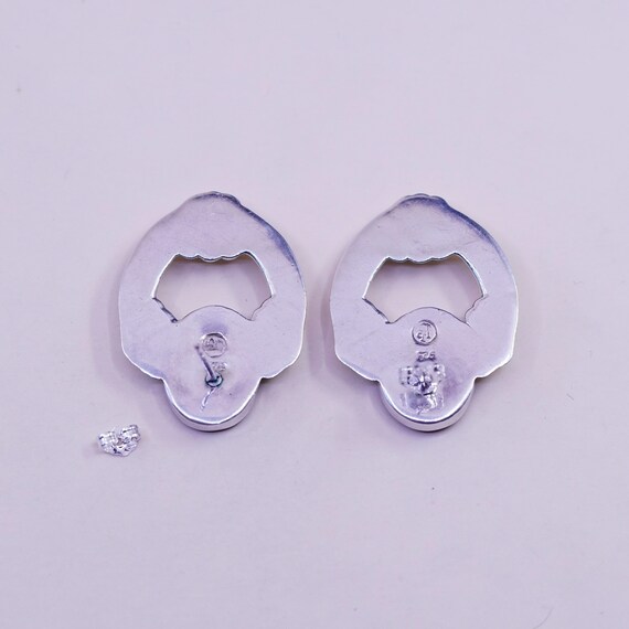 Vintage Sterling silver handmade earrings, Modern… - image 5