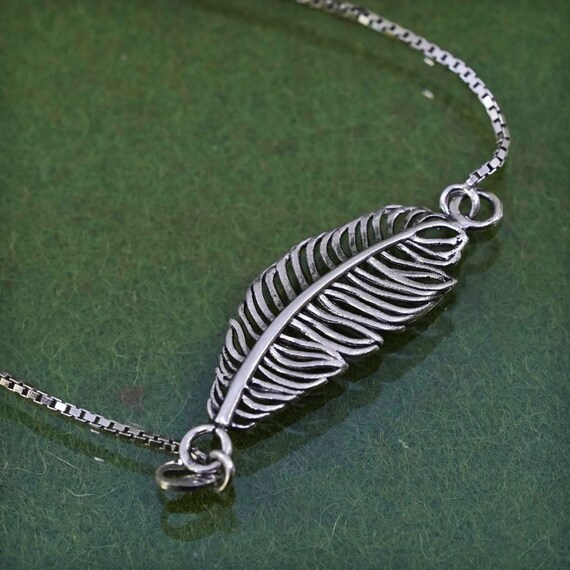 Feather Necklace Antiqued Sterling Silver Adjustable Length Feather Necklace Antiqued Sterling Silver Adjustable Length