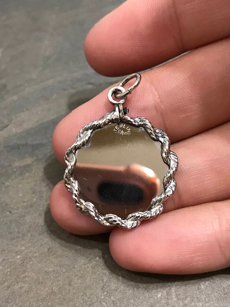Sterling silver handmade pendant stamped sterling 021073 Vintage solid 925 silver coin engraved merry Christmas